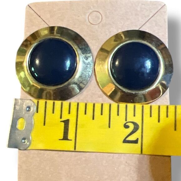Bundle Sale 3 for $15 | Gold Tone Metal Stud Earrings with Blue Center - Picture 8 of 9